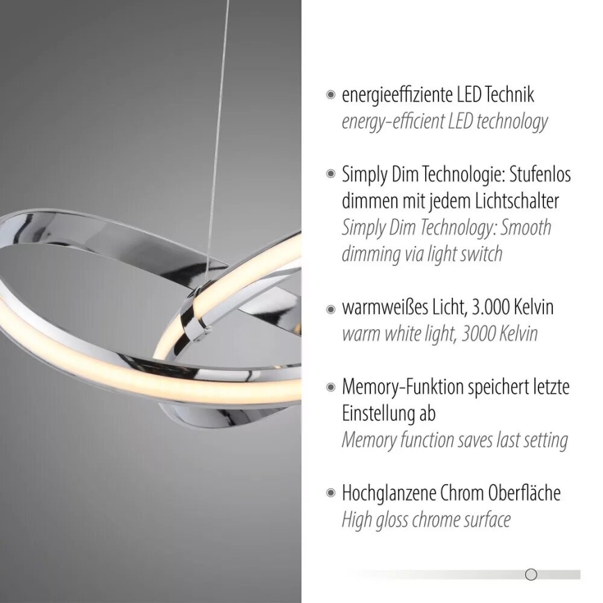 Paul Neuhaus 8291-17 - LED ściemnialna lampa wisząca na linkach MELINDA LED/30W/230V