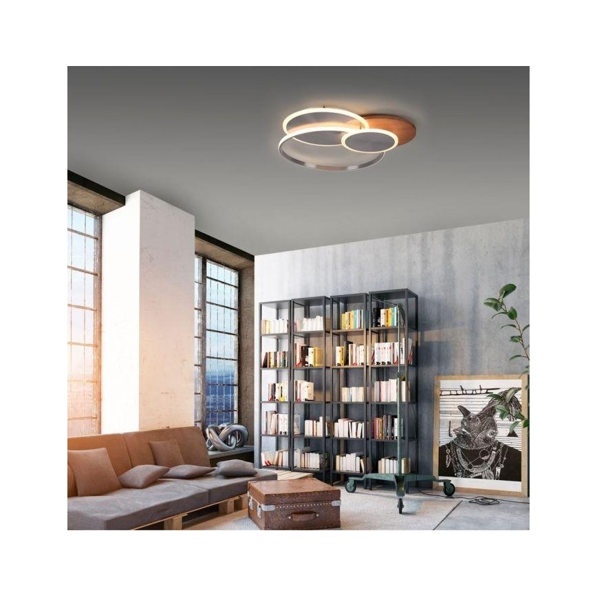 Paul Neuhaus 8328-79 - LED Plafon ściemnialny PALMA LED/50W/230V 2700-5000K sosna + pilot zdalnego sterowania