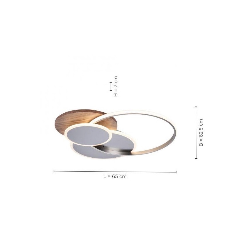 Paul Neuhaus 8328-79 - LED Plafon ściemnialny PALMA LED/50W/230V 2700-5000K sosna + pilot zdalnego sterowania