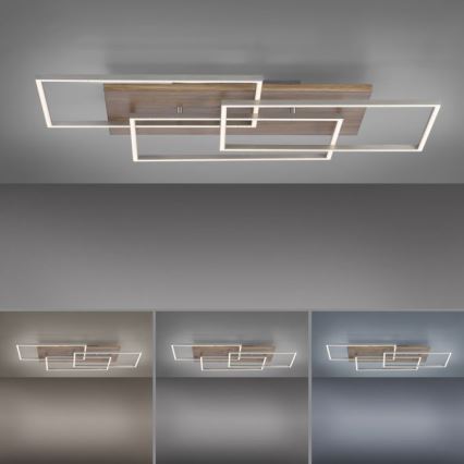 Paul Neuhaus 8330-79 - LED Ściemnialny żyrandol natynkowy PALMA 3xLED/12W/230V sosna + pilot zdalnego sterowania