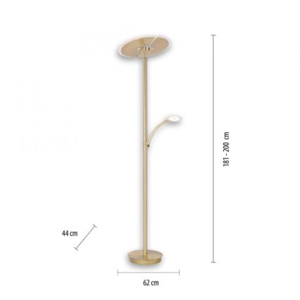 Paul Neuhaus 673-60 - LED Ściemniana lampa stojąca ARTUR 2xLED/21W+1xLED/6W/230V złota
