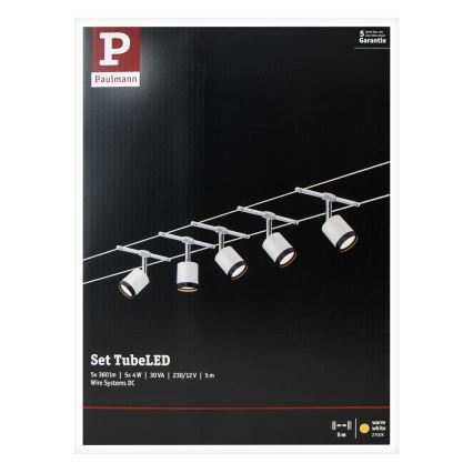 Paulmann 3981 - ZESTAW 5xLED/4W Oświetlenie punktowe do systemu sznurkowego TUBE 230V