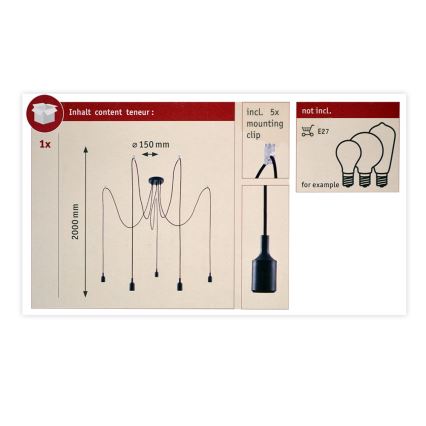 Paulmann 50389 - Żyrandol na lince NEORDIC 5xE27/20W/230V pająk
