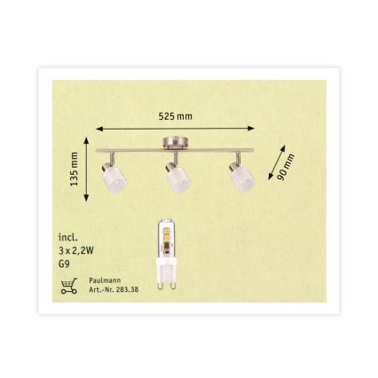 Paulmann 60200 - 3xLED-G9/2,2W Oświetlenie punktowe HELIX 230V