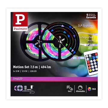 Paulmann 70514 - LED RGB/15W Taśma ściemnialna SIMPLED 7,5m 230V + zdalne sterowanie
