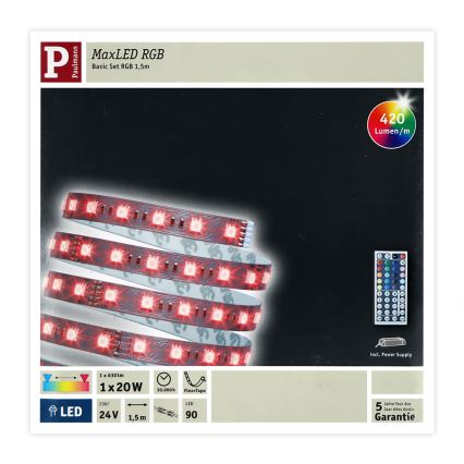 Paulmann 70587 - LED RGB/20W Taśma ściemniana MAXLED 1,5m 230V + pilot