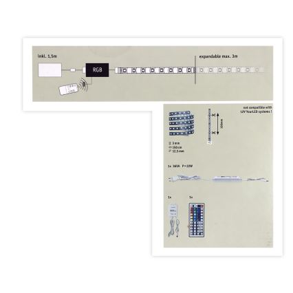 Paulmann 70587 - LED RGB/20W Taśma ściemniana MAXLED 1,5m 230V + pilot