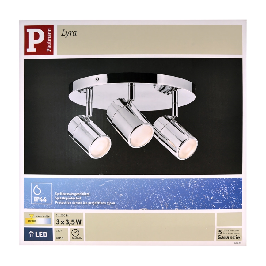 Paulmann 70609 - LED Oświetlenie łazienkowe punktowe LYRA 3xGU10/3,5W/230V IP44