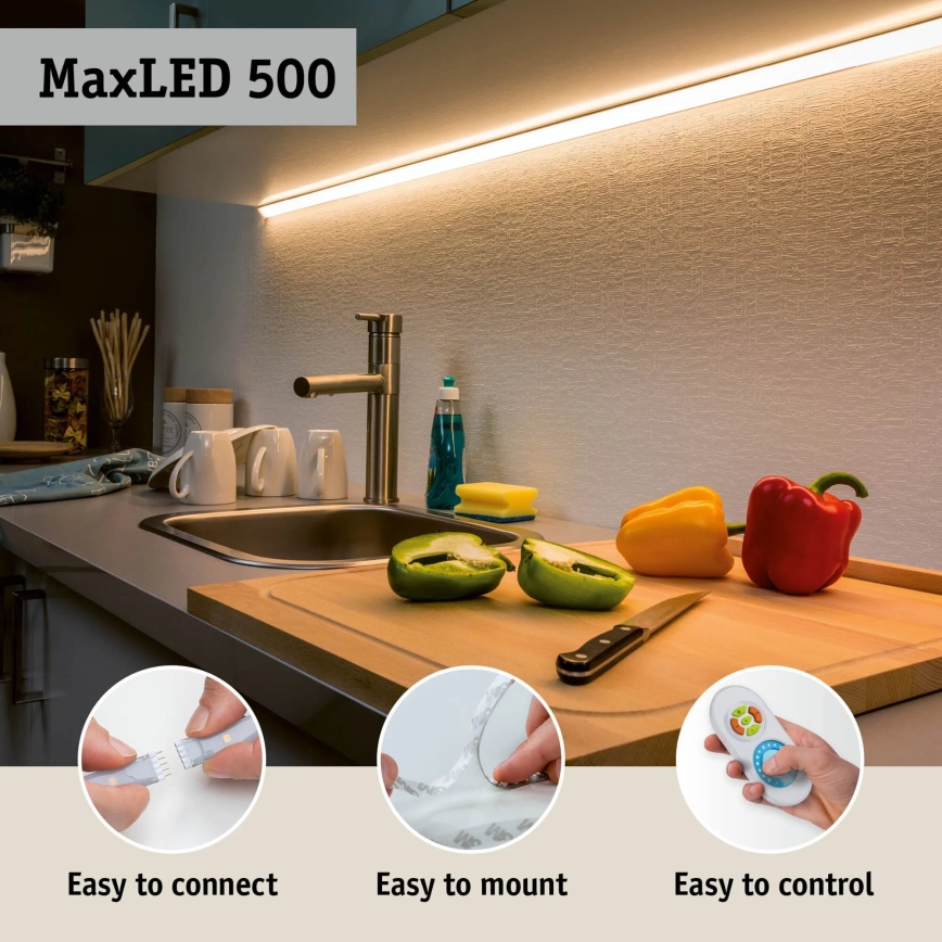 Paulmann 70627 - LED RGB/18W IP44 Ściemnialna tasma łazienkowa MAXLED 1,5 m 230V + pilot zdalnego sterowania