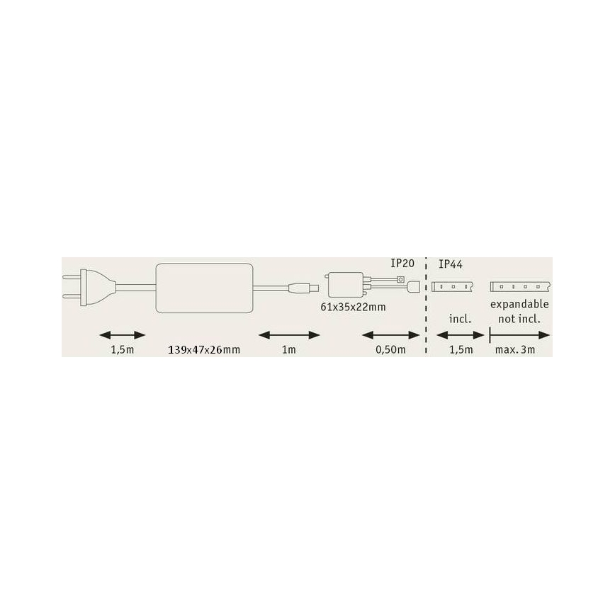 Paulmann 70627 - LED RGB/18W IP44 Ściemnialna tasma łazienkowa MAXLED 1,5 m 230V + pilot zdalnego sterowania