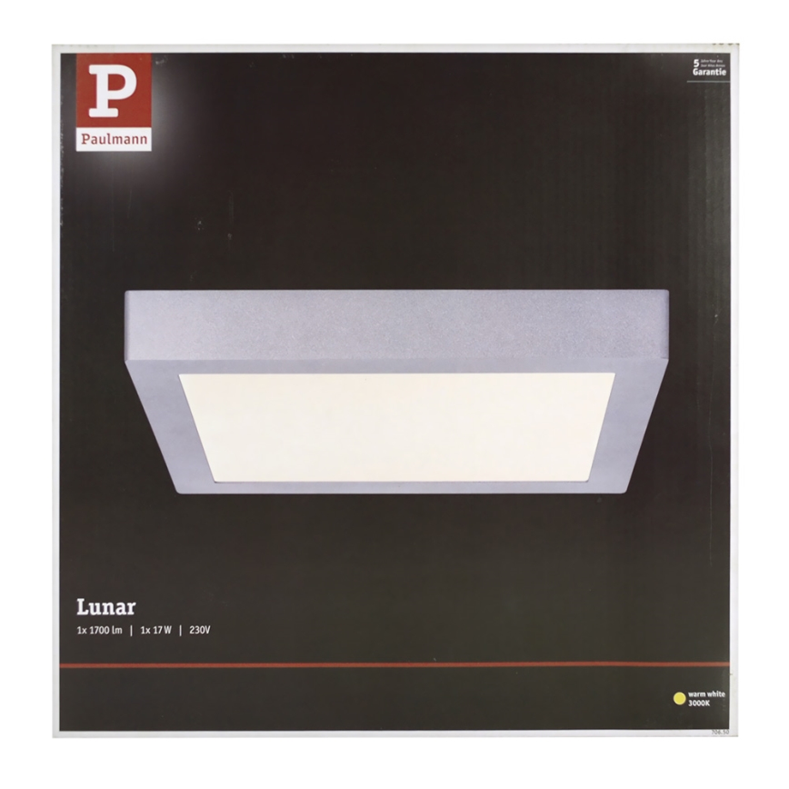 Paulmann 70650 - LED/17W Plafon LUNAR 230V 30x30 cm matowy chrom