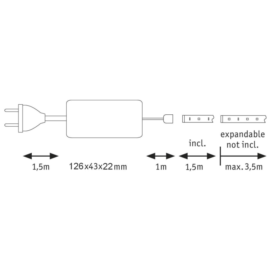 Paulmann 70667 - LED/8,5W IP44 Ściemnialna taśma łazienkowa MAXLED 1,5 m 6500K 230V