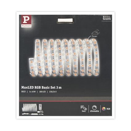 Paulmann 70673 - LED RGB/40W Ściemnialna taśma MAXLED 3m 230V + pilot