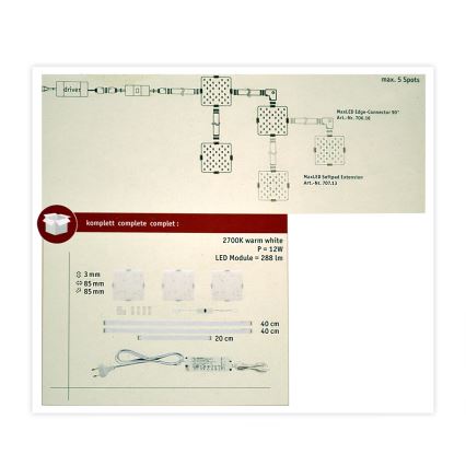 Paulmann 70710 - ZESTAW 3xLED/3,3W Oświetlenie mebli z czujnikiem SOFTPAD 230V 2700K