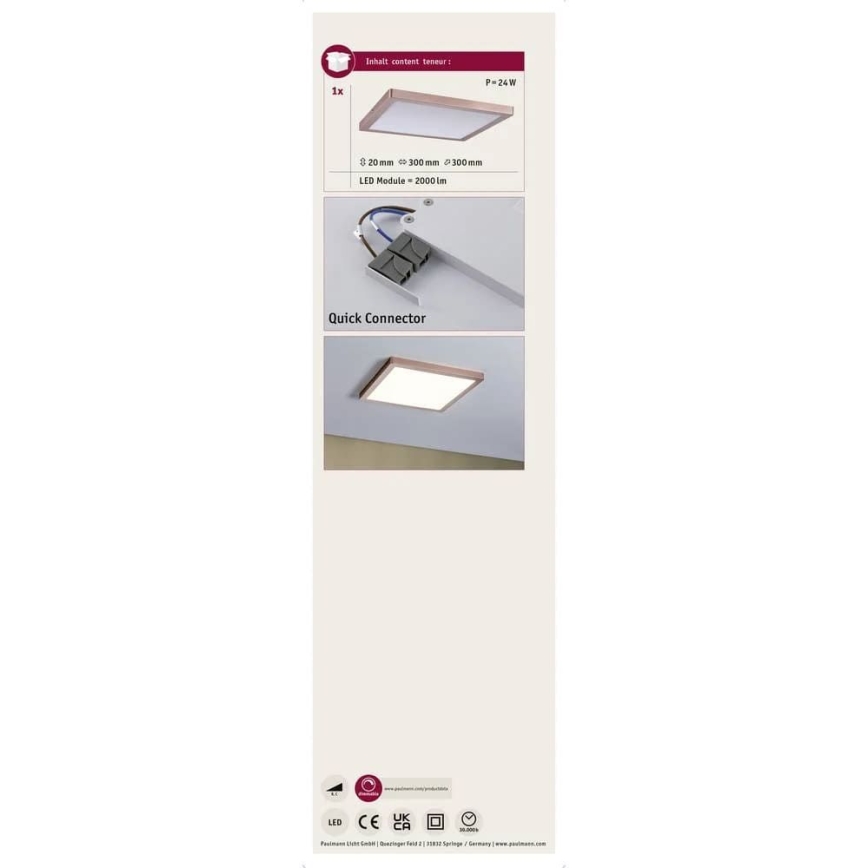 Paulmann 70873 - LED/24W Ściemnialny panel ATRIA 230V 2700K 30x30 cm Rose gold