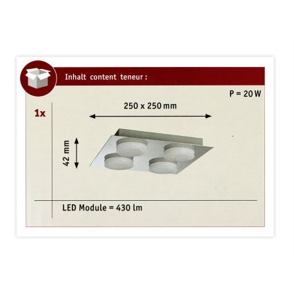 Paulmann 70875 - 4×LED/5W IP23 Plafon łazienkowy DORADUS 230V