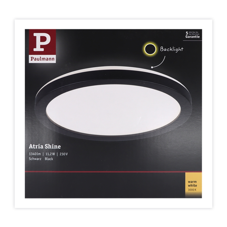 Paulmann 70997 - LED/11,2W Panel natynkowy ATRIA 230V 3000K śr. 19 cm czarny