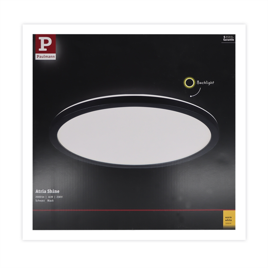 Paulmann 70998 - LED/16W Panel natynkowy ATRIA 230V 3000K śr. 29,3 cm czarny
