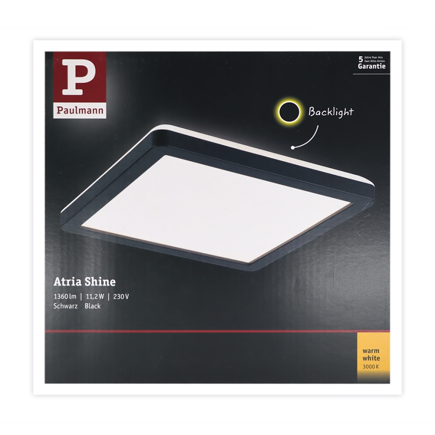 Paulmann 71000 - LED/11,2W Panel natynkowy ATRIA 230V 3000K 19x19 cm czarny
