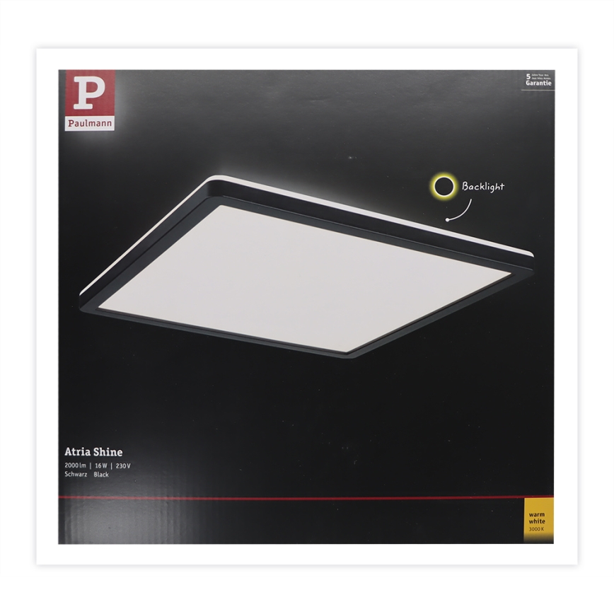 Paulmann 71001 - LED/16W Panel natynkowy ATRIA 230V 3000K 29,3x29,3 cm czarny