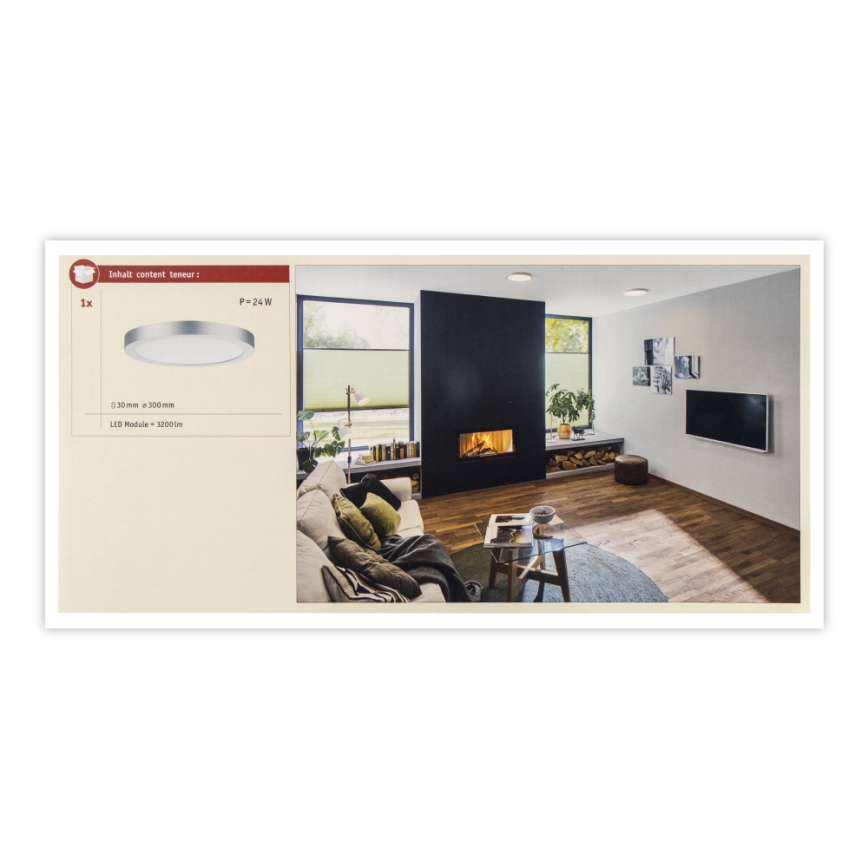 Paulmann 71023 - LED/22W Plafon ABIA 230V matowy chrom