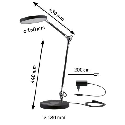 Paulmann 78010 - LED/11W Ściemnialna dotykowa lampa stołowa NUMIS 230V 2700/4000/6500K czarna
