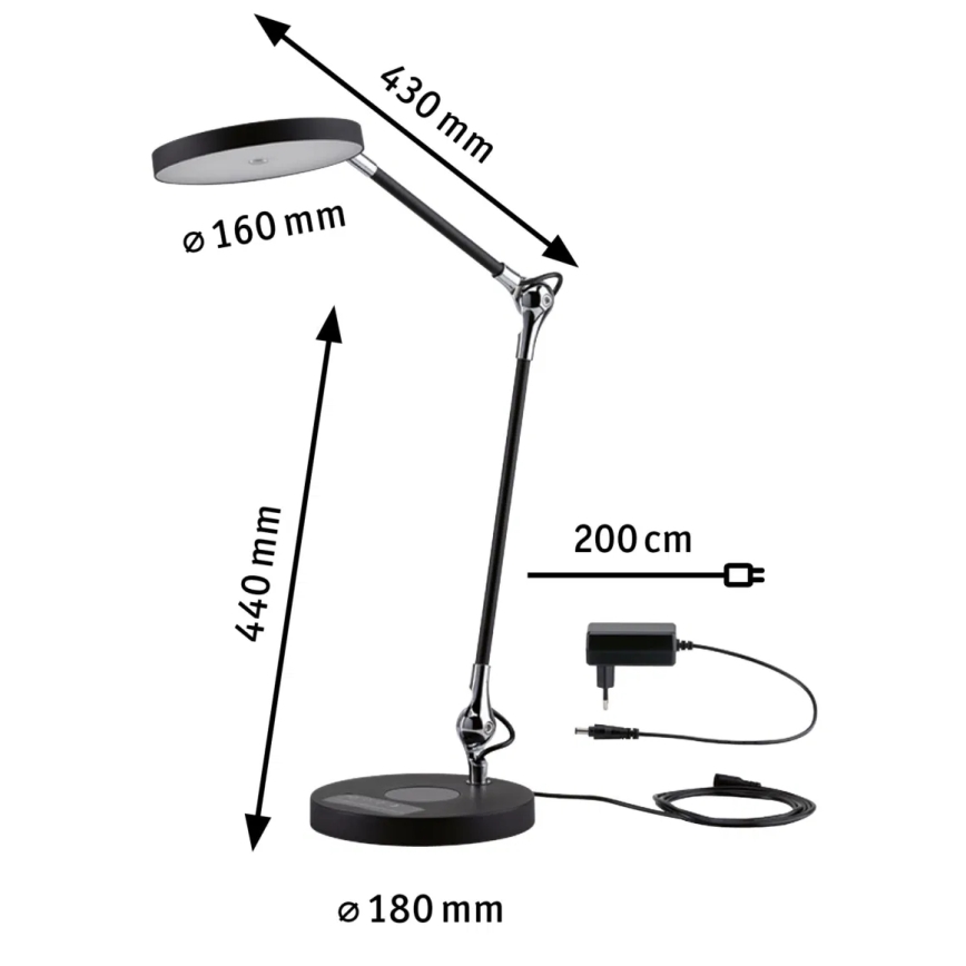 Paulmann 78010 - LED/11W Ściemnialna dotykowa lampa stołowa NUMIS 230V 2700/4000/6500K czarna