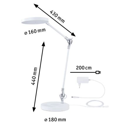 Paulmann 78011 - LED/11W Ściemnialna dotykowa lampa stołowa NUMIS 230V 2700/4000/6500K biała