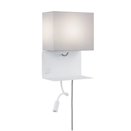 Paulmann 78913 - LED/2,5W + 1xE27/40W Kinkiet z półką i portem USB MERANI 230V biały