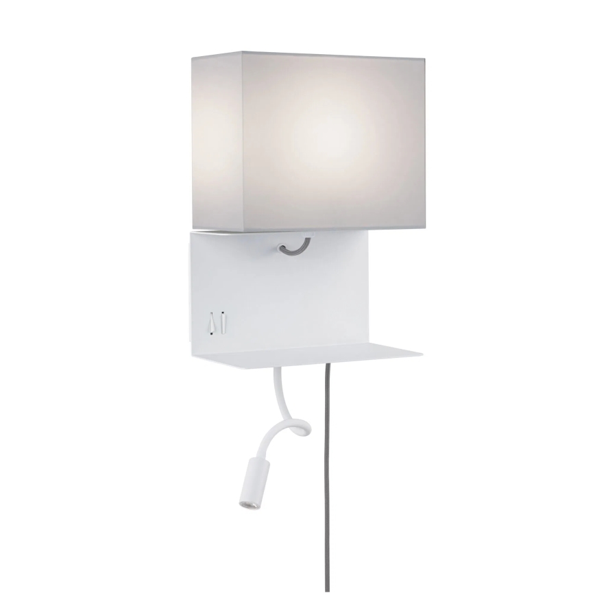 Paulmann 78913 - LED/2,5W + 1xE27/40W Kinkiet z półką i portem USB MERANI 230V biały