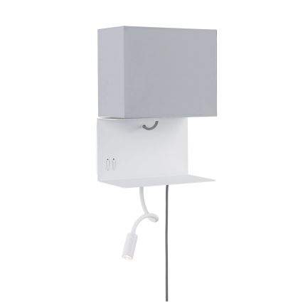 Paulmann 78913 - LED/2,5W + 1xE27/40W Kinkiet z półką i portem USB MERANI 230V biały