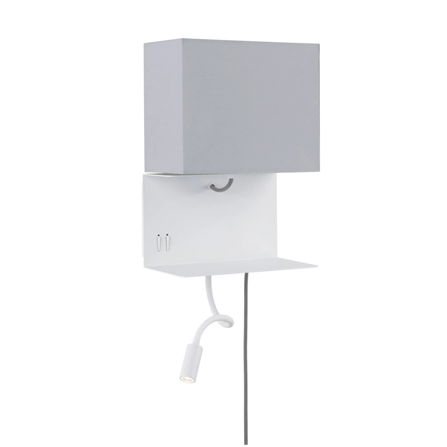 Paulmann 78913 - LED/2,5W + 1xE27/40W Kinkiet z półką i portem USB MERANI 230V biały