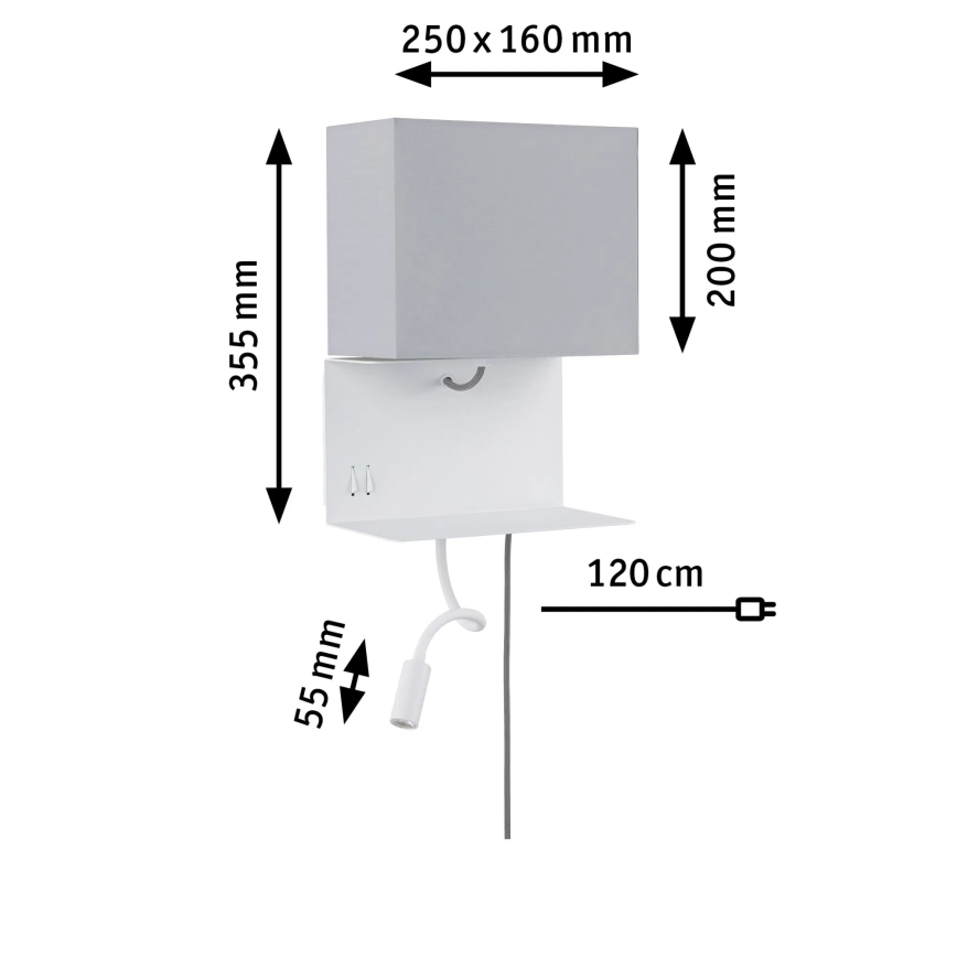 Paulmann 78913 - LED/2,5W + 1xE27/40W Kinkiet z półką i portem USB MERANI 230V biały