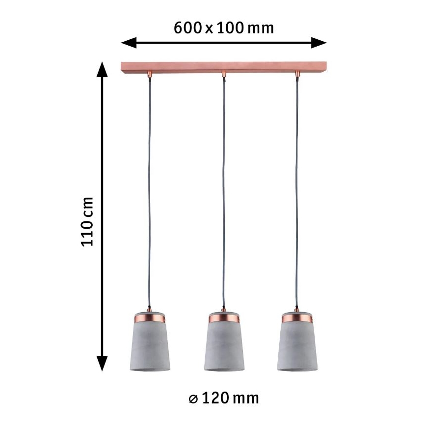 Paulmann 79626 - 3xE27/20W Żyrandol na lince NEORDIC STIG 230V