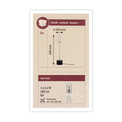 Paulmann 79662 - 1xG9/10W Lampka stołowa NEORDIC MOA 230V