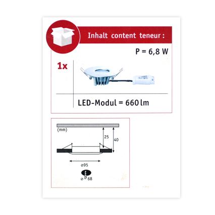 Paulmann 79669 - LED/6,8W IP44 Oprawa wpuszczana łazienkowa HOUSE 230V