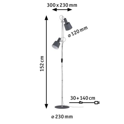 Paulmann 79690 - 2xE14/20W Lampa podłogowa NEORDIC HALDAR 230V