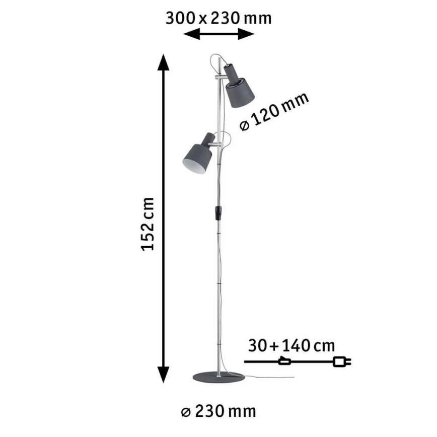 Paulmann 79690 - 2xE14/20W Lampa podłogowa NEORDIC HALDAR 230V