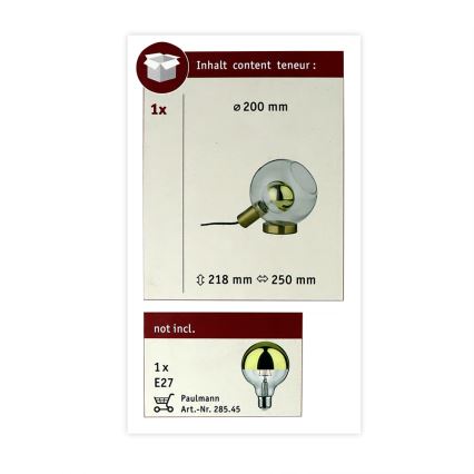 Paulmann 79727 - 1xE27/20W Lampa stołowa ESBEN 230V