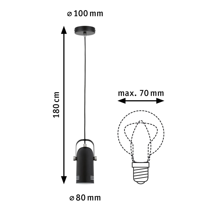 Paulmann 79766 – Lampa wisząca LAVEA LED RGBW 1xE27/9W, 230V, czarna