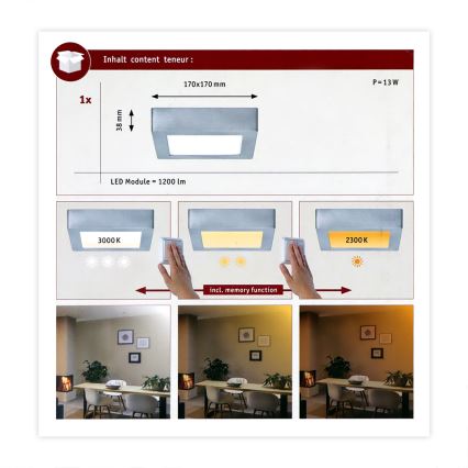 Paulmann 79791 - LED/10,2W Plafon CARPO 230V 2300-3000K