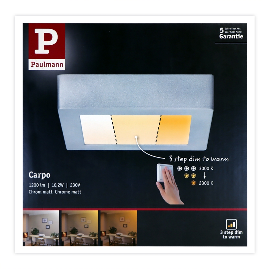 Paulmann 79791 - LED/10,2W Plafon CARPO 230V 2300-3000K