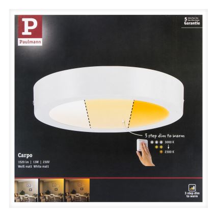 Paulmann 79795 - LED/13W Plafon CARPO 230V 2300/2500/3000K