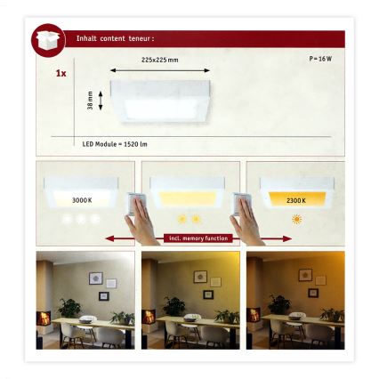 Paulmann 79796 - LED/13W Plafon CARPO 230V 2300-3000K