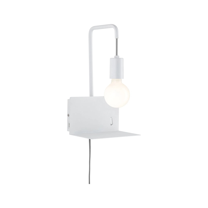 Paulmann 79812 - 1xE27/40W Kinkiet z półką i portem USB CALVANI 230V biały