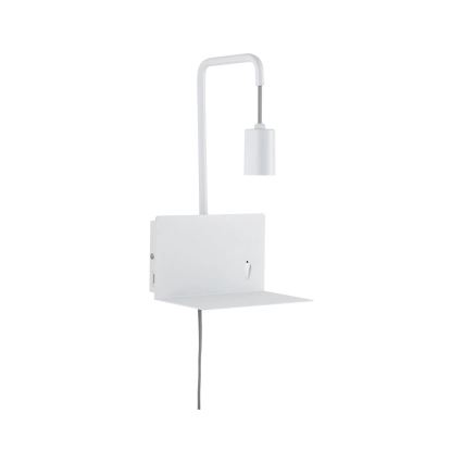 Paulmann 79812 - 1xE27/40W Kinkiet z półką i portem USB CALVANI 230V biały