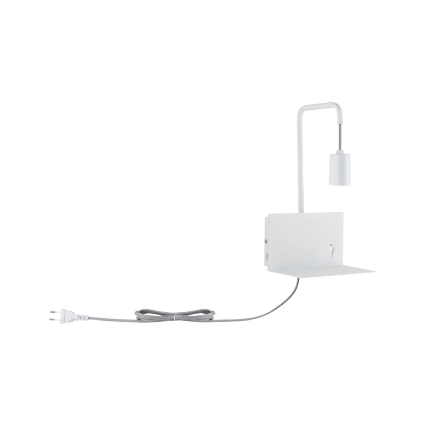 Paulmann 79812 - 1xE27/40W Kinkiet z półką i portem USB CALVANI 230V biały