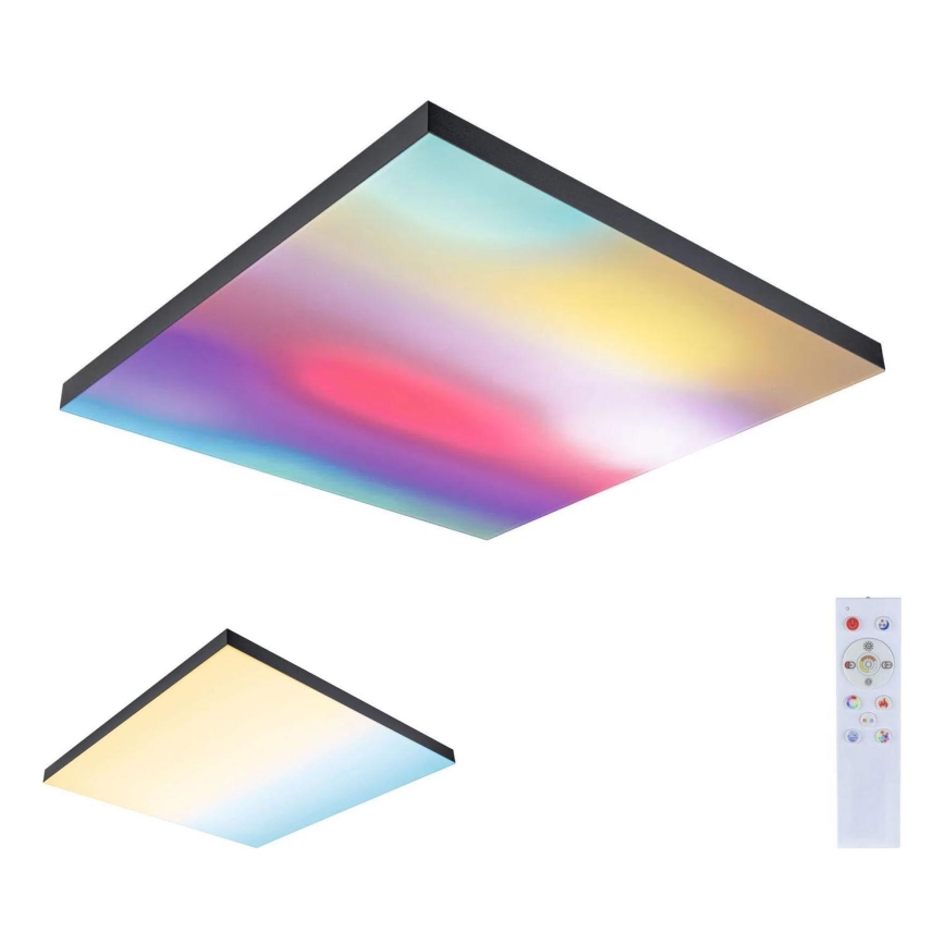 Paulmann 79913 - LED/31W RGBW ściemnialna oprawa sufitowa LORIA 230V 3000-6500K 59,5x59,5 cm czarna + zdalne sterowanie