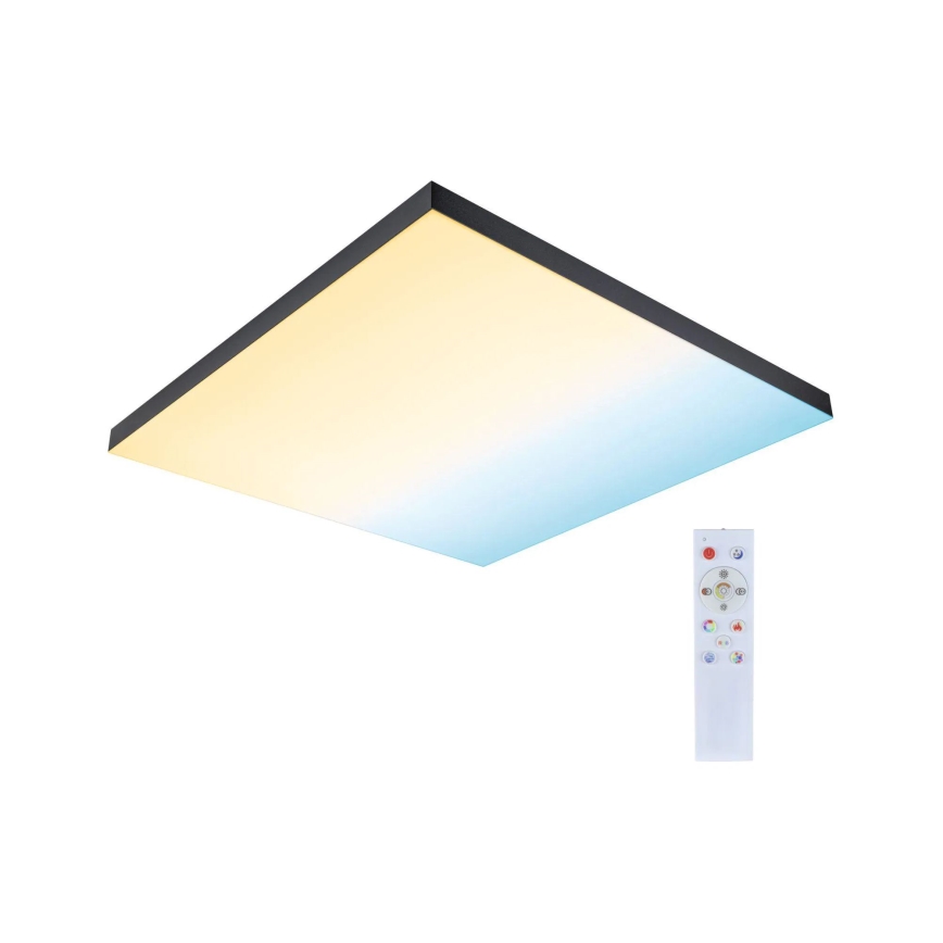 Paulmann 79913 - LED/31W RGBW ściemnialna oprawa sufitowa LORIA 230V 3000-6500K 59,5x59,5 cm czarna + zdalne sterowanie