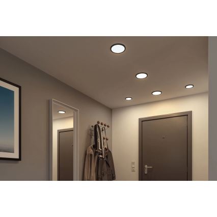 Paulmann 79965 - LED/13W IP44 ściemnialna wpuszczana oprawa sufitowa do łazienki AREO 230V śr. 17,5 cm czarna